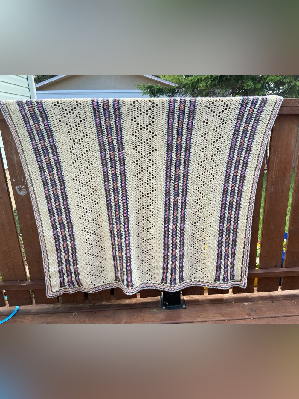 Vintage handmade crochet blanket 53” x 60”